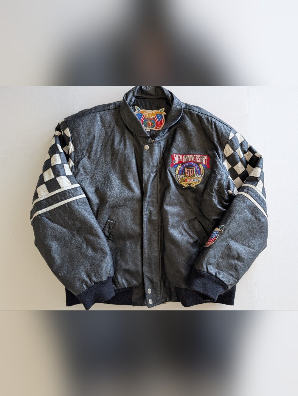 ​🏁 VTG Jeff Hamilton NASCAR 50th Anniversary Leather Racing Jacket - Picture 9 of 15